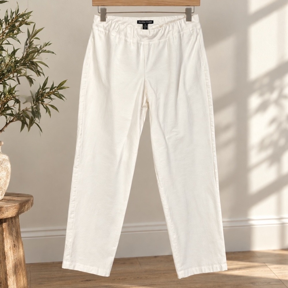 Eileen Fisher Viscose Stretch Crepe Ankle Pants M Minimalist Quiet Luxury